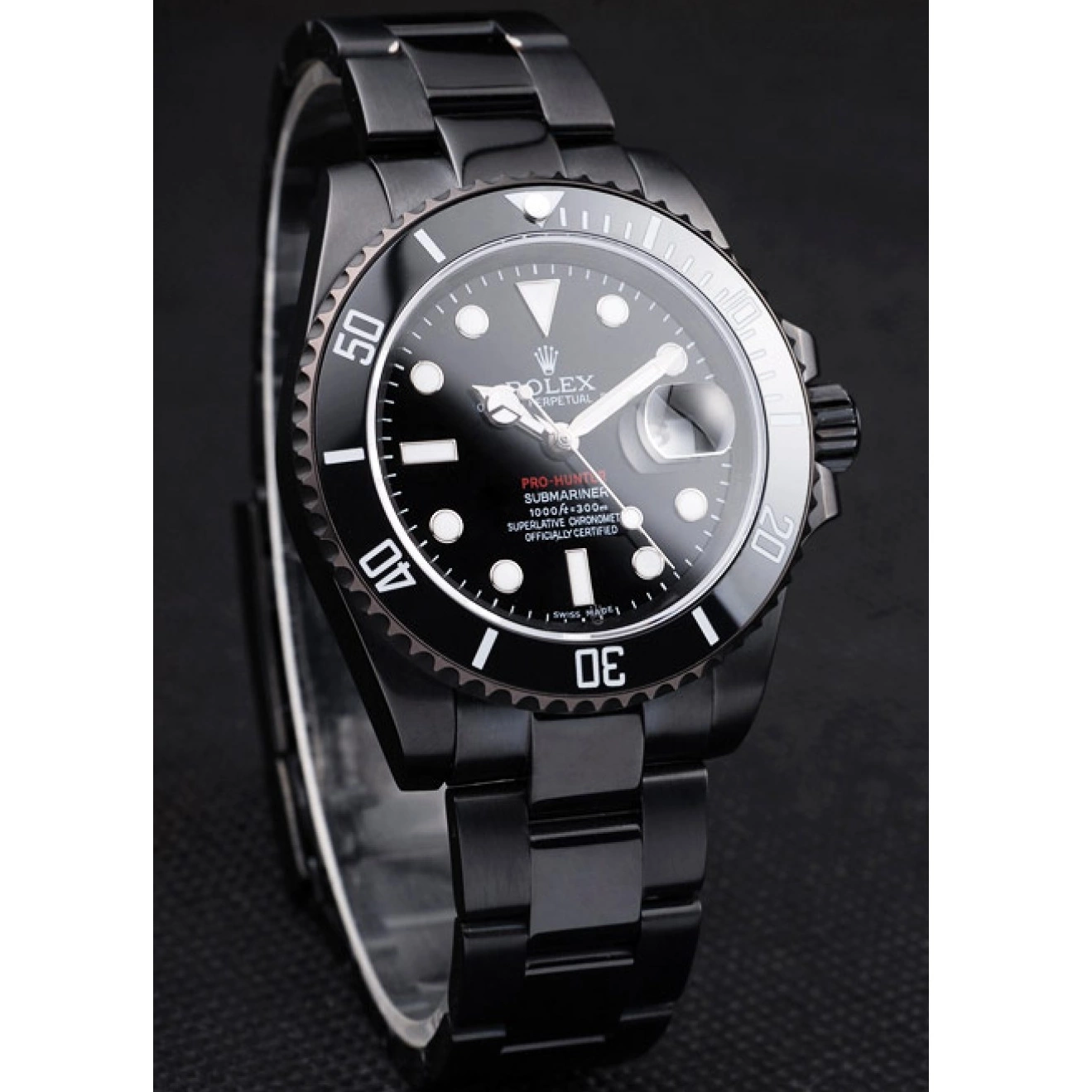Rolex copies cheap Strap Rolex Black Steel Pro-Hunter Swiss Submariner Dial Black 0501